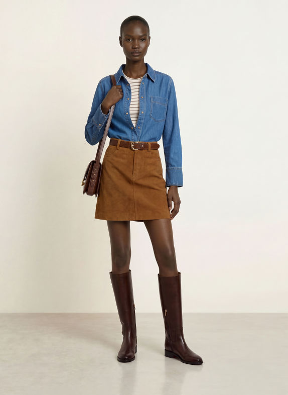 InWear HELKIIW Leather Skirt COGNAC