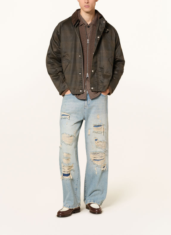 RETERNITY Jacka CHECKERED WAXED MÖRKBRUN / BEIGE / BLÅ