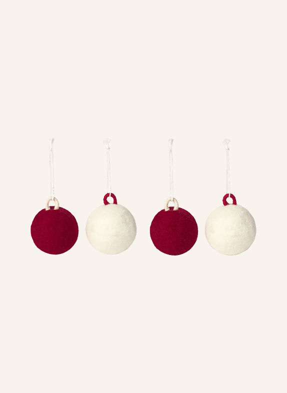 LORENA CANALS Set of 4 Christmas Ornaments CREAM / RED