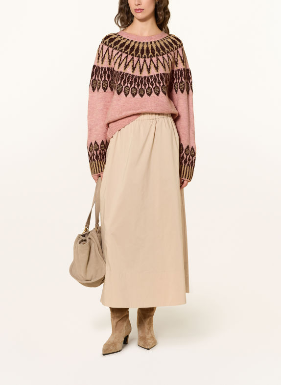 Miss Lagotte Pull en fil pailleté ROSE / MARRON FONCÉ / BEIGE
