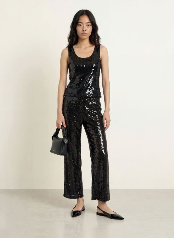 miss goodlife GLAMOUR GLOW Top with Sequins BLACK