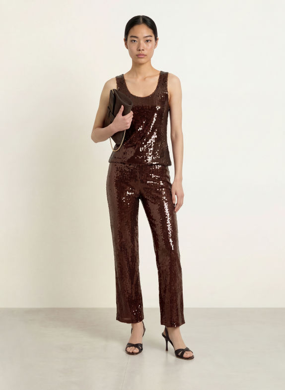 miss goodlife GLAMOUR GLOW Top with Sequins DARK BROWN