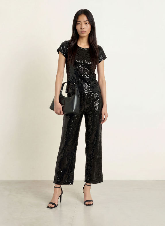 miss goodlife GLAMOUR GLOW T-shirt with sequins BLACK