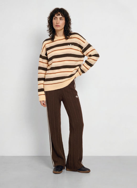 adidas Originals Gebreide broek MARRON FONCÉ / WIT