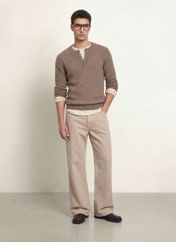 roberto collina SERAFINO Sweater with Cashmere TAUPE