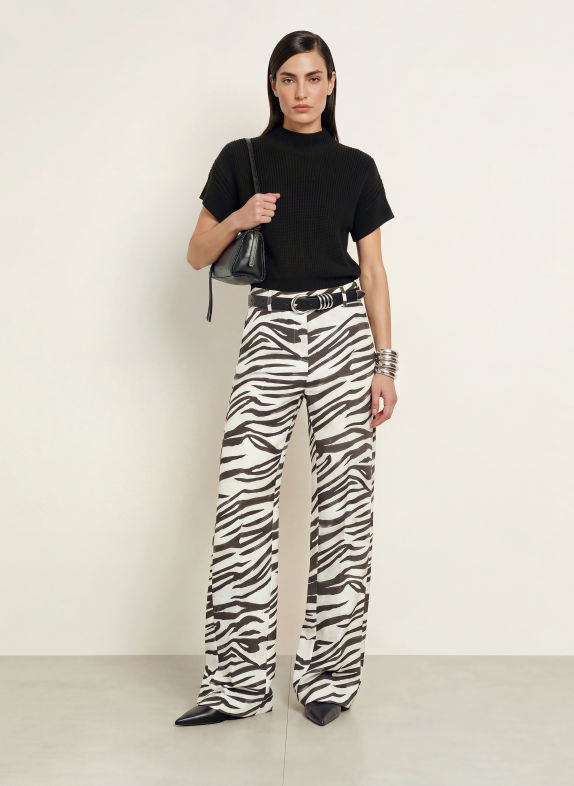 PATRIZIA PEPE Wide-leg trousers CREAM / BLACK