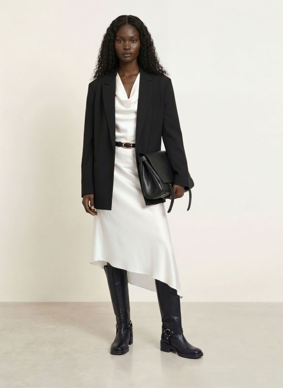 PATRIZIA PEPE Silk satin skirt CREAM / SILVER