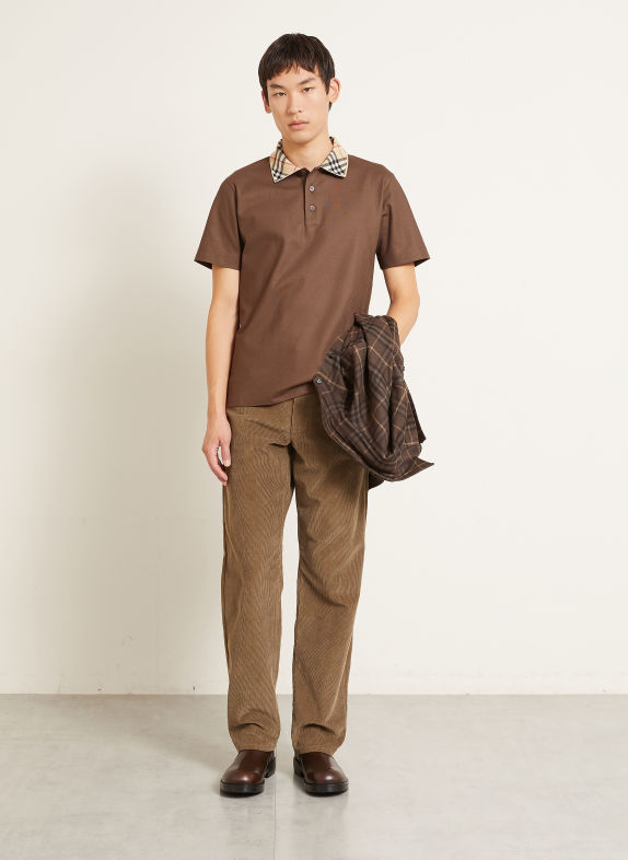 BURBERRY EVAN Piqué polo shirt TAUPE / BEIGE / RED