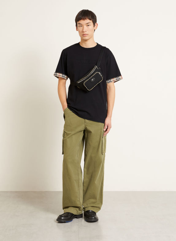 BURBERRY T-shirt RYAN ZWART / CRÈME / ROOD