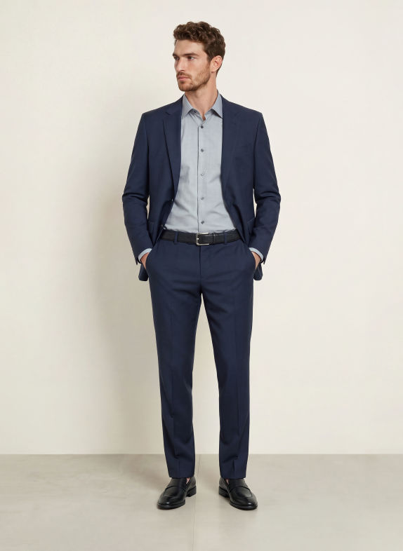 BOSS Skjorta HANK Slim Fit BLÅGRÅ