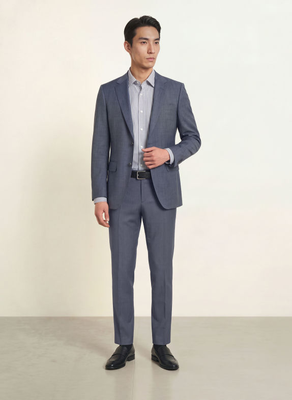 BOSS Chemise JOE coupe classique BLEU FONCÉ / BLANC