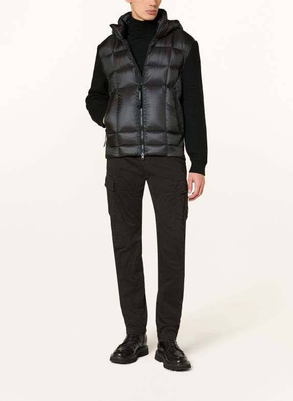 C.P. COMPANY Down jacket made from a blend of materials including merino wool BLACK