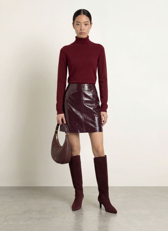 MORE & MORE Leather skirt DARK RED