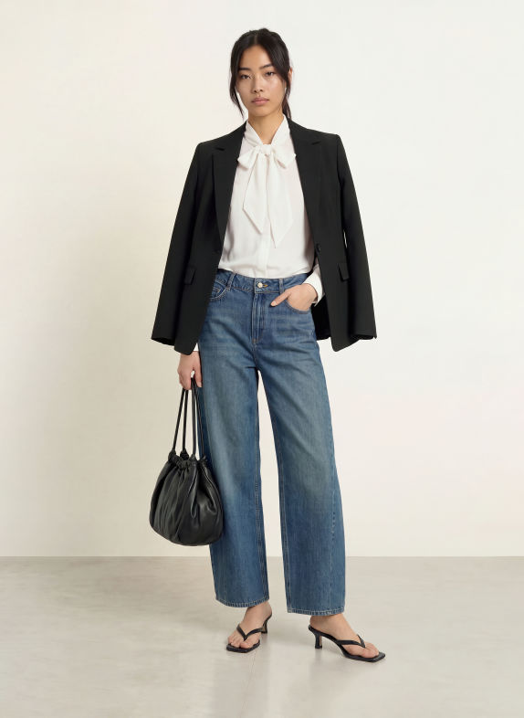 MORE & MORE Tie-neck blouse CREAM