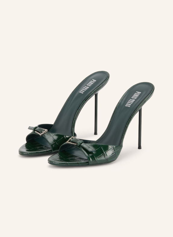PARIS TEXAS LIDIA Mules with Rhinestones DARK GREEN