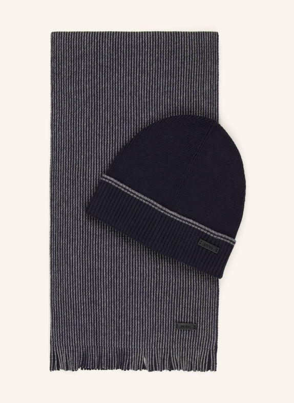BOSS FORTUNO Set: Hat and Scarf DARK BLUE