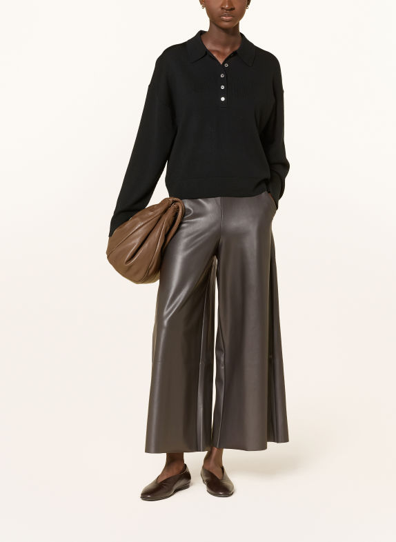 MAC Leather-look culottes DARK BROWN