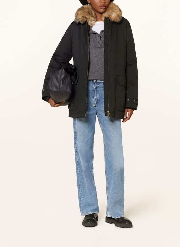 WOOLRICH Daunenjacke mit Kunstfell SCHWARZ