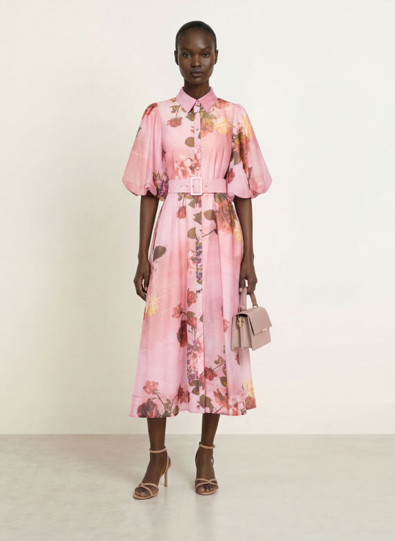 TED BAKER Hemdblusenkleid INDYAH HELLROSA / ROT / GRÜN