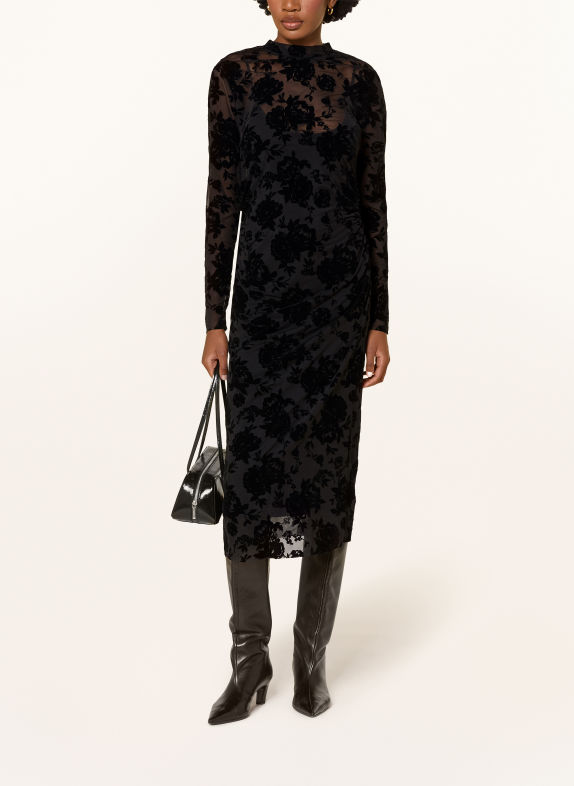 TED BAKER Etuikleid CIREYA aus Mesh SCHWARZ / DUNKELGRAU
