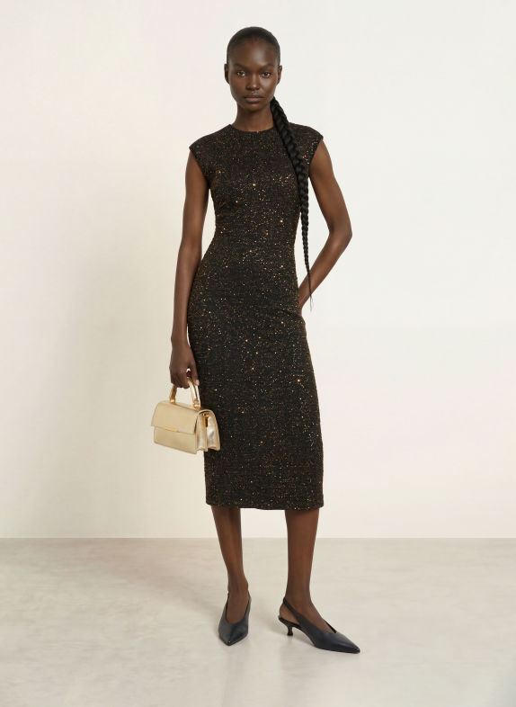 TED BAKER Strickkleid MYLLA mit Pailletten SCHWARZ / GOLD