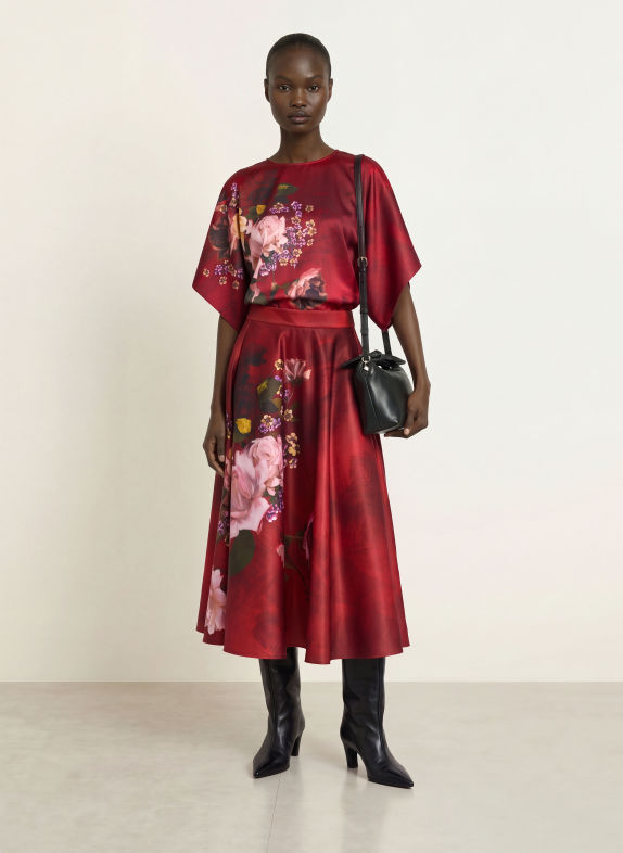 TED BAKER SIMIIA Skirt RED / PURPLE / DARK YELLOW