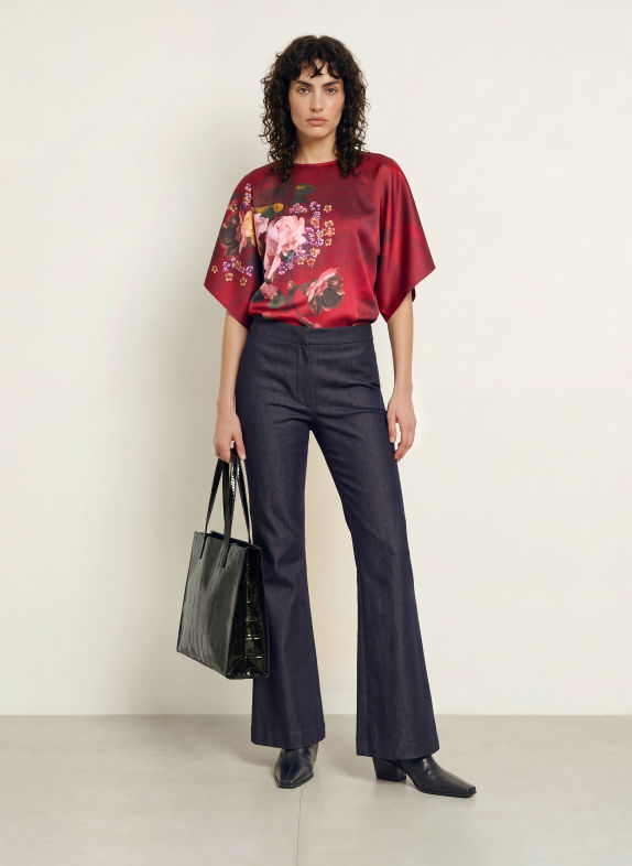 TED BAKER OTILEE Satin Shirt blouse RED / LIGHT YELLOW / GREEN