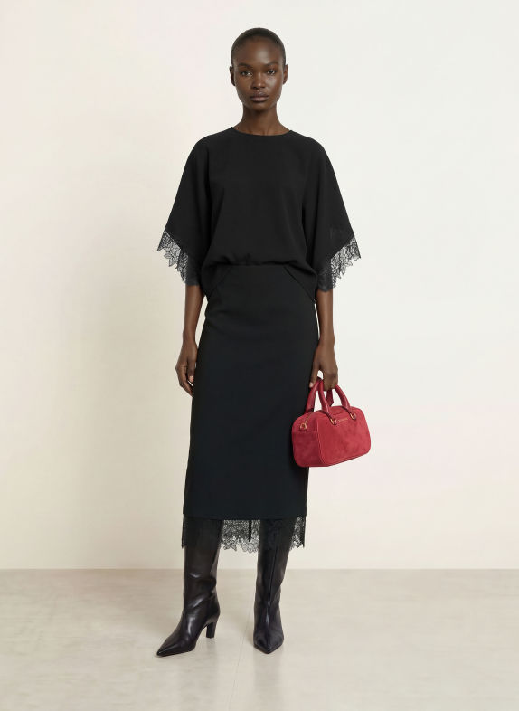 TED BAKER NEELAI Shirt blouse with Lace BLACK