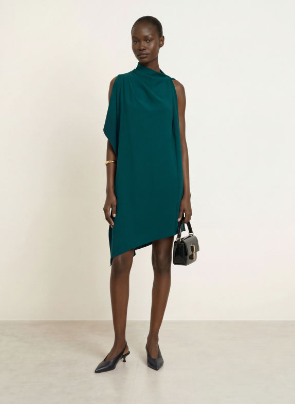 REISS ELLERY One-Shoulder Dress TEAL