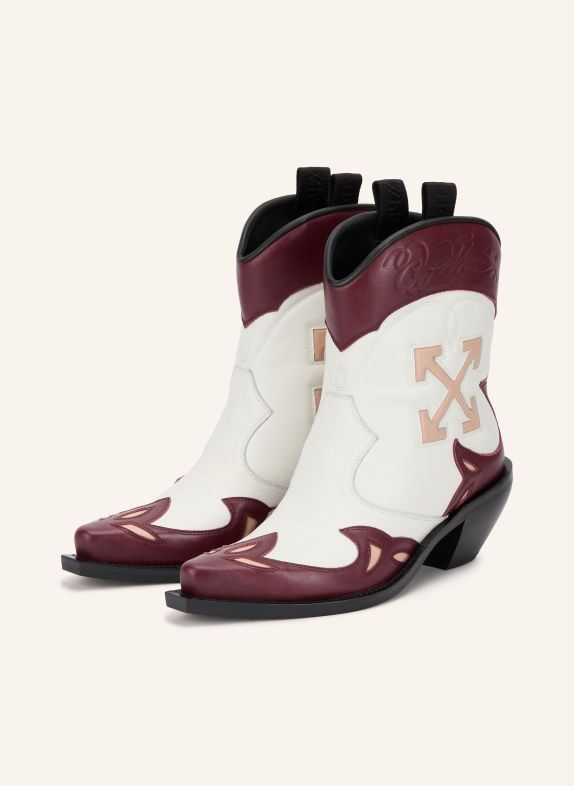 Off-White Kovbojské boty SANTIAGO BÍLÁ / TMAVĚ ČERVENÁ / TMAVĚ ORANŽOVÁ