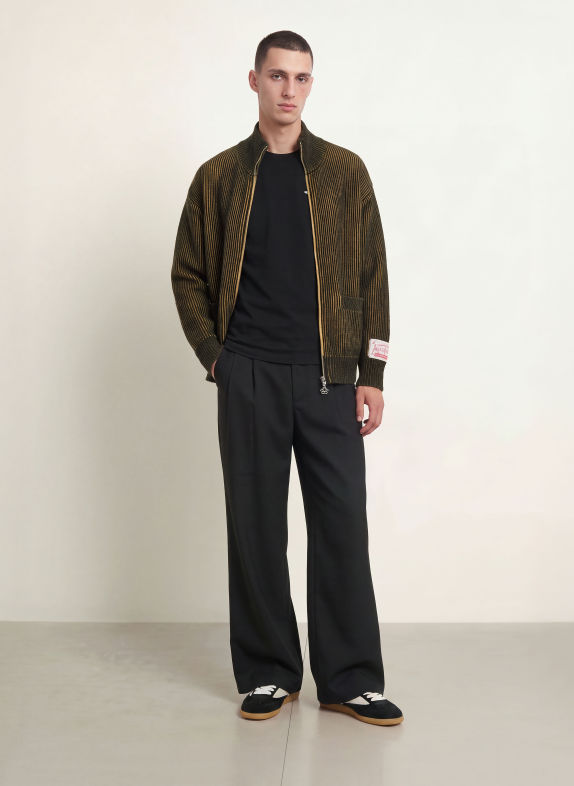 another COTTON LAB Cardigan BLACK / CAMEL
