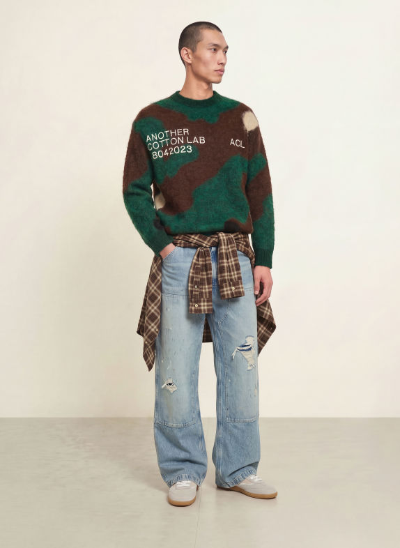 another COTTON LAB Sweater DARK BROWN / DARK GREEN / WHITE