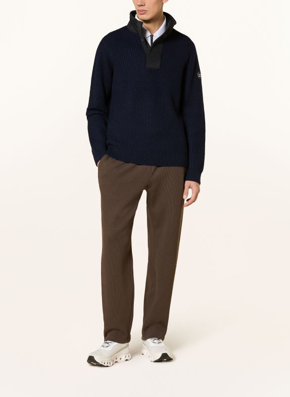 EA7 EMPORIO ARMANI Half-zip sweater BLACK / DARK BLUE