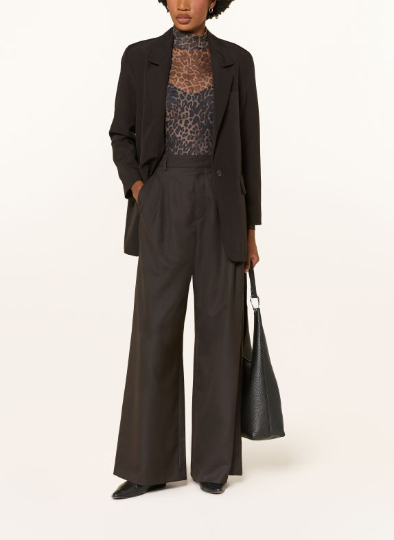 Oui Long-sleeve shirt BROWN / BLACK