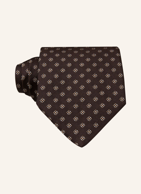 BOSS Tie DARK BROWN / LIGHT BROWN / WHITE