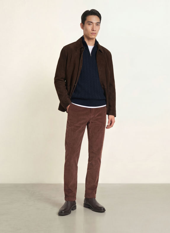 BOSS Pull col zippé FURORE BLEU FONCÉ