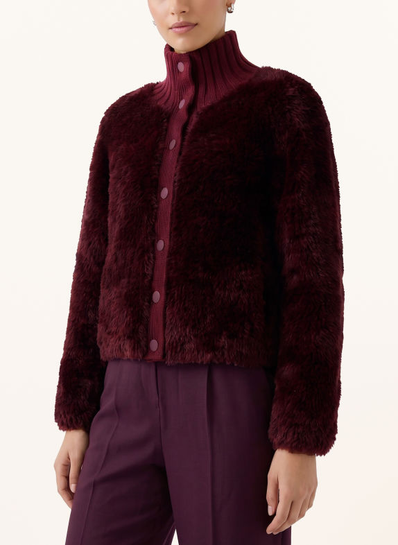 Oui Gilet en fausse fourrure ROUGE FONCÉ