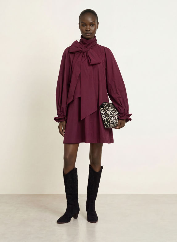 ESSENTIEL ANTWERP Jurk KHAI met ruches DONKERROOD