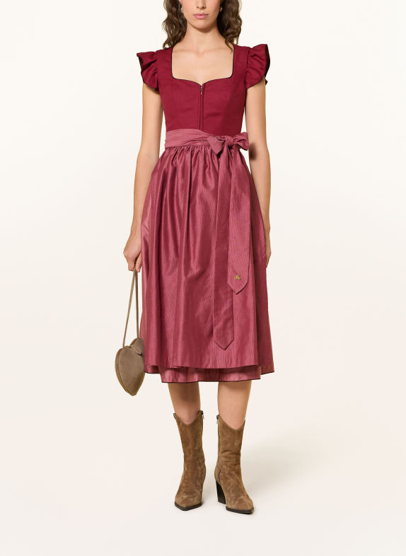 AlpenHERZ Robe Dirndl MARIE à volants VIEUX ROSE / FUCHSIA