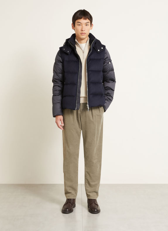 MOORER Kurtka puchowa CASCIANO z mieszanki materiałów, z odpinanymi rękawami GRANATOWY