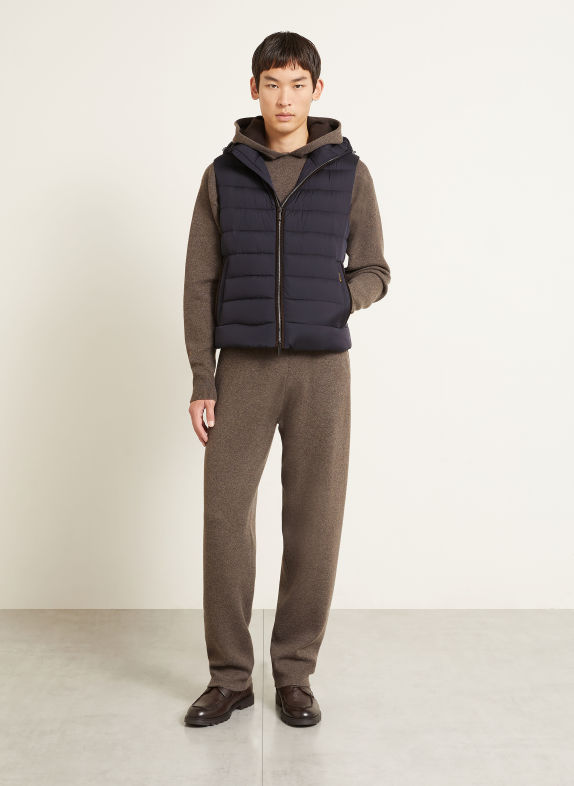 MOORER FEBO Down Vest with Detachable Hood DARK BLUE