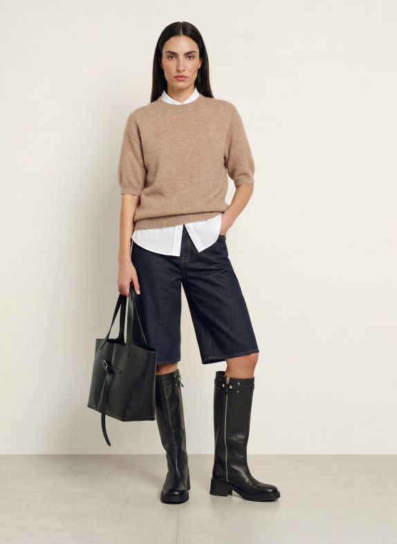 SAINTE MER Knit shirt with merino wool TAUPE