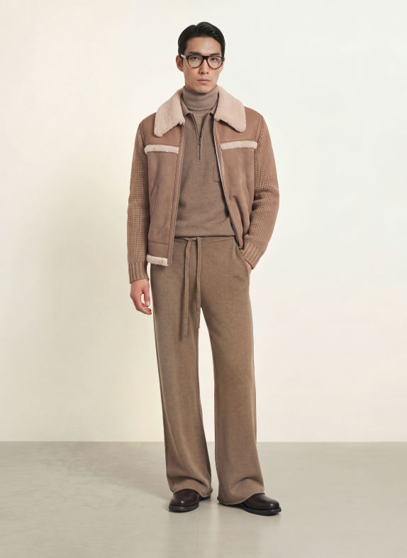 Mackage Lederjacke TORRIAN im Materialmix TAUPE / HELLBRAUN