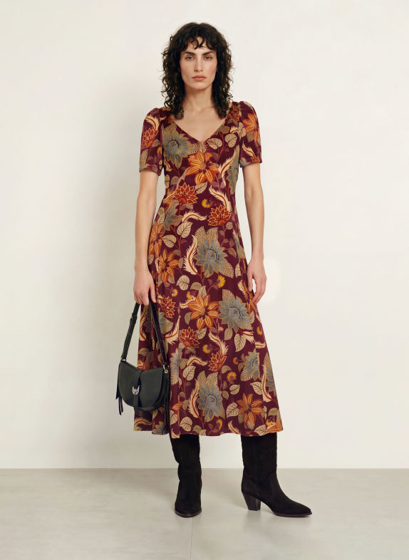 FARM RIO Robe en velours DELHI ROUGE FONCÉ / BEIGE / ORANGE