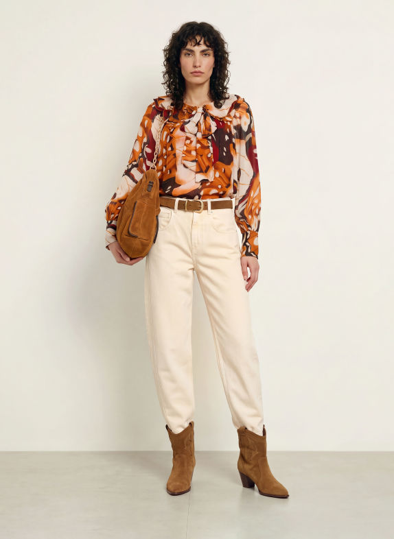 FARM RIO Shirt blouse COGNAC / ECRU / DARK RED