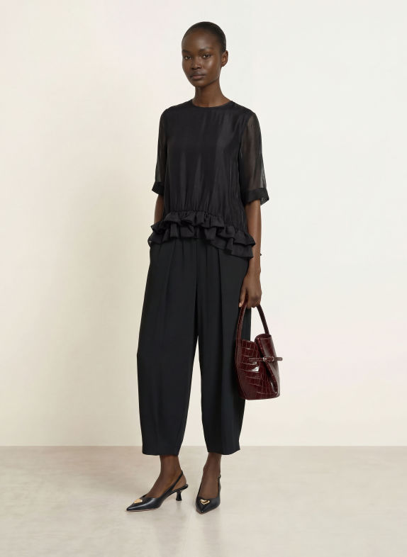 InWear ORANGEIW shirt blouse with 3/4 sleeves and ruffles BLACK