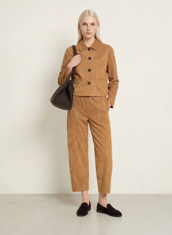 OPUS PANTS Byxor METTA CARGO i läderlook KONJAK