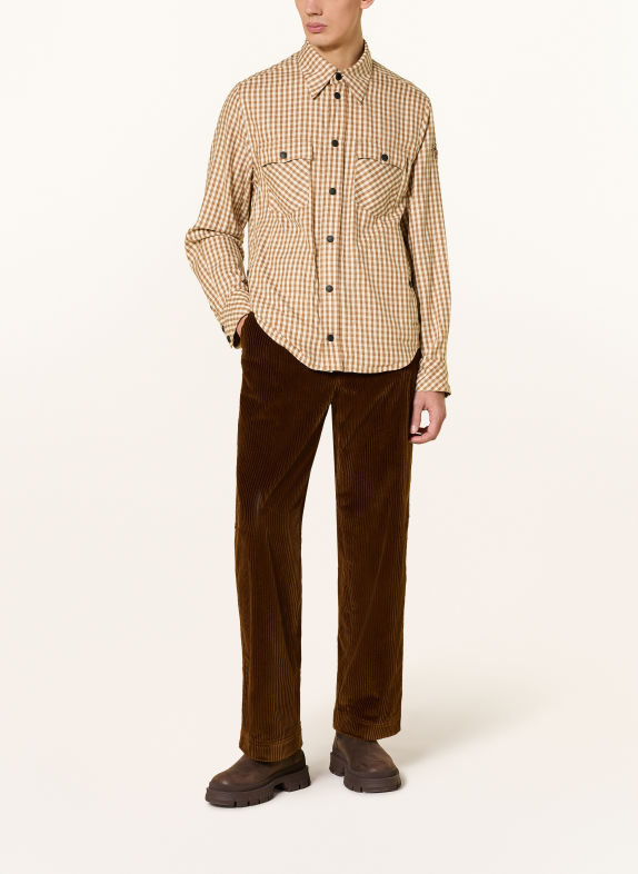 MONCLER GRENOBLE Flanellhemd Regular Fit CREME / HELLBRAUN / BRAUN