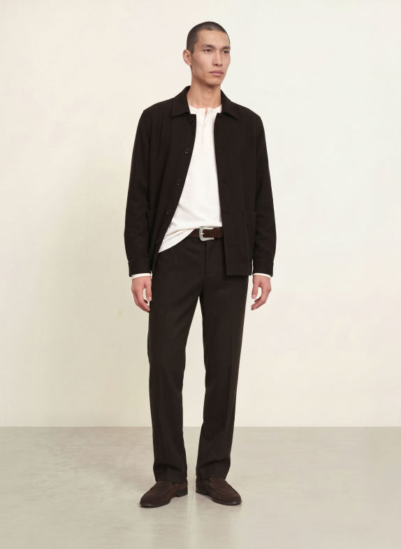 STRELLSON Overshirt DELLIN TMAVĚ HNĚDÁ