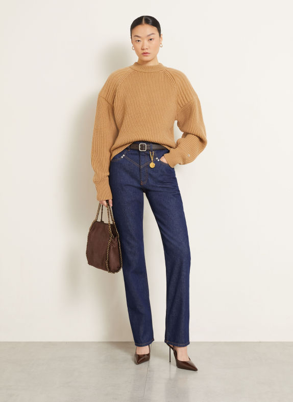 STELLA McCARTNEY Listonoszka FALABELLA MINI CIEMNOBRĄZOWY / ZŁOTY
